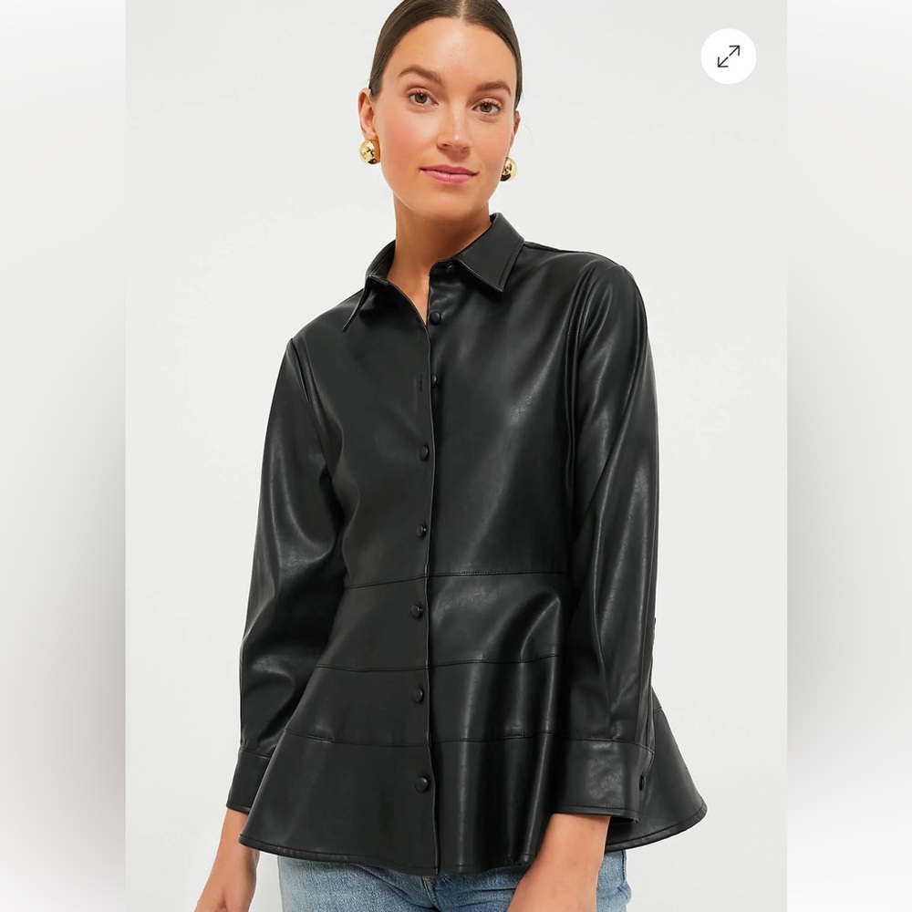 Tuckernuck Pomander Place Black Leather Blouse
